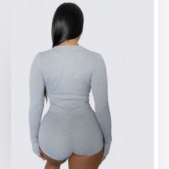 NWOT Ribbed Lounge Onesie Heather Gray - Picture 3 of 3